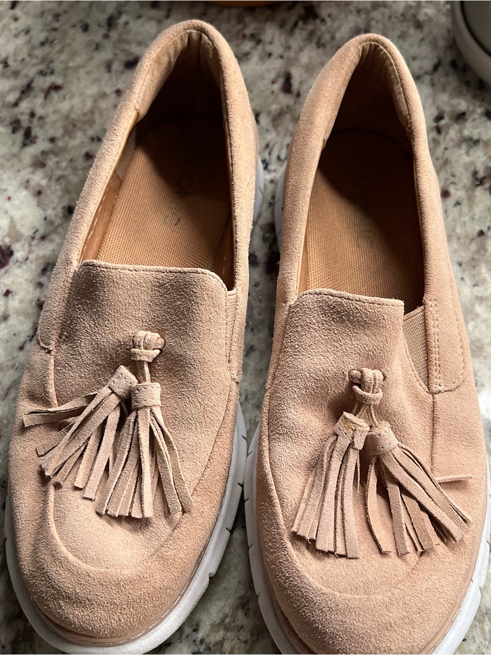 Vionic Women’s Tassel Slip-On Loafers in Blush Beige